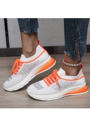 Rimocy Women Crystal Platform Sneakers Comfortable Soft Sole Knitted Flat Shoes Woman 2022 Spring Breathable Mesh Casual Shoes