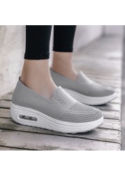 Ladies Air Cushion Shoes Lazy Comfortable Shock Absorbing Sneaker Soft Sole Breathable Casual Outdoor Shoes