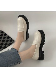 Rimocy Thick Sole Platform Women Shoes Fashion Black PU Lether Loafers Female 2022 Spring Comfortable Slip On Casual Shoes Woman