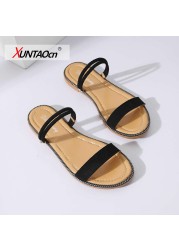 Flat bottom sandals female summer 2018 Korean version students women's shoes wearing Roman outside wear cool beach slippers