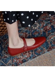 JOVONO Size 33-40 Women Flat Shoes Genuine Leather Buckle Spring Ins Style Ladies Shoes Fashion Casual Shoes Size 33-40