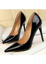 BIGTREE Shoes Woman Pumps Patent Leather High Heels Shoes Women Basic Pump Wedding Shoes Female Stiletto High Heels Women Shoes Plus Size 43