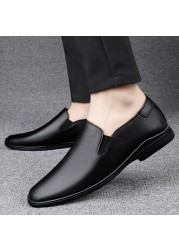 Genuine leather men's casual shoes luxury brand shoes breathable slip on lazy driving shoes high-end fashion shoes