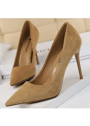 BIGTREE Suede Woman Pumps New High Heels For Women Office Shoes Fashion Stiletto Heels Women Basic Pump Plus Size 42 43