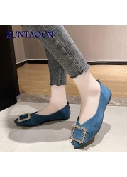 Summer women's shoes sexy pointed square buckle decorative comfortable corduroy fabric banquet flat shoes 2022 new large size