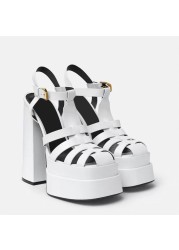 2022 high heel gladiator sandals women sexy block heel platform shoes pu summer buckle women sandals