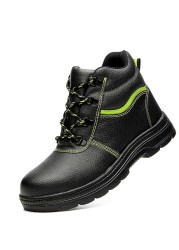 ZYYZYM-Men Steel Safety Boots Plush Work Boots With Puncture Protection For Winter