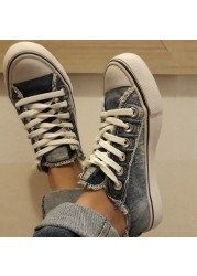 2022 Women Casual Shoes Fashion Canvas Low-cut Lace-up Student Flat Lightweight Breathable Sneakers Zapatillas Mujer