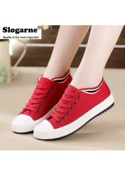 Student Sneakers Flat Canvas Shoes Lace Up Women Spring Classic Casual Sneakers Thick Sole Vulcanized Shoes Platform Shoes