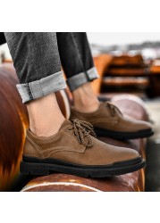 Genuine leather men's shoes, English style comfortable casual work shoes