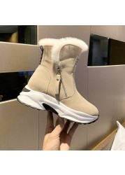 New Winter Warm Ankle Boots For Women Boots 5cm Height Increasing Platform Furry Boots Warm Chunky Sole Snow Boots Socks Woman