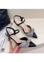 Rimocy Elegant Ladies Crystal Pointed Toe Pumps Sexy Thin High Heels Wedding Shoes Woman Spring Summer Slingbacks Sandals Women