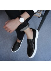 Men Oxfords Genuine Leather Men's Casual Shoes Luxury Brand Fashion Shoes Breathable Hand Knit Shoes Anti-slip Simple Shoes