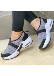 Lucifer Autumn Knitted Platform Sneakers Woman 2021 Breathable Mesh Slip-on Casual Running Shoes Ladies Sock Shoes Plus Size 43