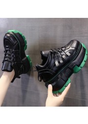 Lucifer High Platform Sneakers For Women Spring Autumn 8cm Chunky Heels Casual Shoes Woman Lace Up Vulcanized Shoes Female 2022