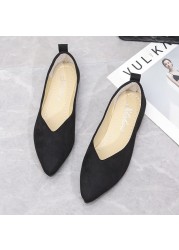 Slip On Women Flats Shoes Candy Color Pointed Toe Female Loafers Large Size Shoes Women Spring Flock Ladies Ballet Flats