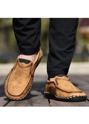 New hot men shoes plus size men's fashion leather shoes men's flat bottom shoes breathable slip on lazy driving shoes