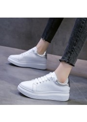 2022 New Genuine Leather Women Platform Sneakers Autumn Fashion Sport Little White Shoes Ladies Vulcanized Shoes Plus Size 44