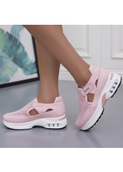 Lucifer Breathable Mesh Air Cushion Sneakers Women Hollow Out Platform Vulcanized Shoes Casual Woman Comfortable Wedges Female Shoes