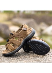 Outdoor Summer Sandals Men Shoes New Genuine Leather Comfortable Beach Sandals Male Sandalias Hiking Chaussure Top Quality Shoes