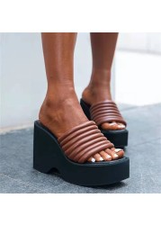 platform flip flops women ultra high waterproof table summer slippers 2022 new wedges fashion slides catwalk street shot sandals