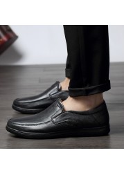 Genuine leather men loafers dress shoes slip on male casual shoes man wedding party driving moccasins shoes plus size