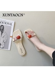 2022 New Korean Version Fashion Slippers Womern Candy Color Flat Flip Flops Women Sandals Casual Shoes Women A035