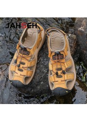 Genuine leather men's sandals summer new large size men's beach shoes men outdoor casual shoes fashion walking shoes slippers