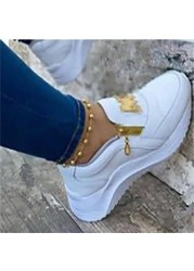 2022 Women Flat Platform Shoes Elegant Women PU Shoes Genuine Woman Spring Casual Zipper Flat Shoes Women Non-slip Shoes