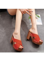 Women's summer square sandals high heels elegant women's shoes women's shoes ladies heels women's shoes