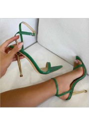 Fashion design summer club casual solid ankle strap sexy thin formal sandals high heels women's shoes