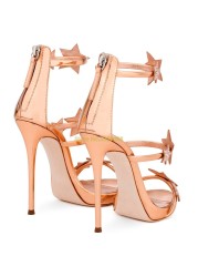 Crystal Star Decor Sandals Thin High Heels Open Toe Stiletto High Heels Ankle Strap Shoes Summer Dress Shoes Hot Sale