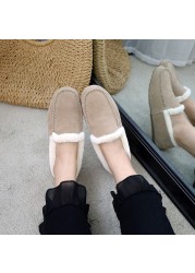 Women 2021 autumn winter new snow boots slip on fur warm soft flat plush add velvet to ladies tendon casual comfortable shoes