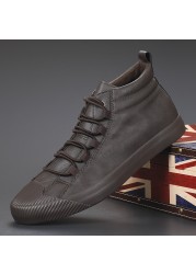 Men's vulcanized PU leather shoes, new Korean version, simple and fashionable, with lace, high quality, casual, 2020