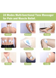 Tens Unit 24 Modes 20 Intensity Electrical Stimulation Massager Muscle EMS Therapy Pain Relief Adjustable Lightweight LCD Display