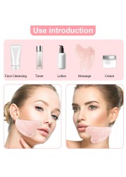 Gua Sha Facial Massager Skin Care Pink Quartz Gouache Scraper With Bag Slimming Beauty Spa Massage Natural Stone Jade