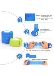 1pc Disposable Self-adhesive Colorful Latex Medical Wrap Athletic Tape To Handle Tightening Tube Of Tattoo Accessories