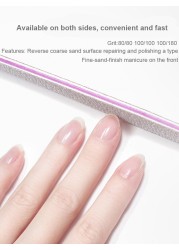 20/25/30/50/75pcs Gray Manicure Acrylic Professional Nail Files 80 100 180 Grit Double Sided Nails Art Tools (7.01 * 1.1in)