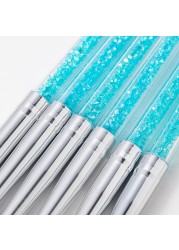 6pcs/set Acrylic Drawing Nail Brush UV Gel Brush Crimped Round Metal Handle Painting Pen Rhinestone Handle Nail Art Tool