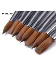 1pc Kolinsky Sable Acrylic Brush UV Gel Carving Brush Pen Liquid Powder DIY Nail Drawing Flat Round Red Wood Nail Art Brush