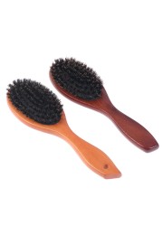 Natural boar bristle hair brush for women men baby soft bristles hair brush thin and fine restore shine texture wooden handle