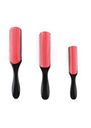 9-Rows Detangling Hair Brush Denman Detangler Brush Scalp Massager Straight Curly Wet Hair Comb for Women Men Home Salon