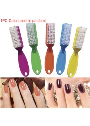 Long Handle Nail Dust Pedicure Manicure Brush Plastic Scrub Nail Tools Acrylic Gel Cleaning Dust Removal Multicolor