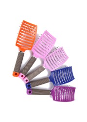 Scalp Massage Comb Women Salon Nylon Bristles Curved Ventilation Curved Hair Brush Scalp Massage Comb Hair Styling Tools