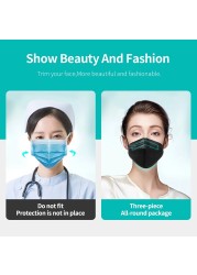 Adult KN95 Face Mask Disposable Face Mask 4-layer Non-woven Dust Fpp2 Mascara Fabric Disposable Black Face Mask FFP2 Mask