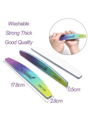 10pcs/lot Strong Thick Half Moon Nail Files Rainbow Emery Nail Sanding Files Blocks Grinding Polishing Manicure Care Tools