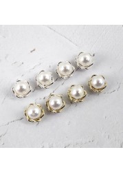 10pcs New nail art pearl alloy jewelry, exquisite 3D flower, pearl alloy jewelry, nail decoration