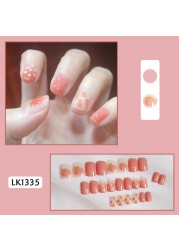 24pcs False Nails With Designs Nail Art Decoration Stickers Long Lasting Reusable Nail Tips Fake Nails Decals For Women DL