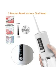 Electric Dental Oral Irrigator 3 Modes Foldable Dental Water Aerator 230ml Portable Water Tank Dental Hygiene Travel Home