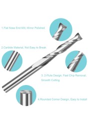 10 قطعة بت التوجيه 1/8In قطع قطر شقة الأنف نهاية مطحنة التنغستن الصلب Endmill 2 المزامير 3.175 مللي متر دوامة Upcut قاطعة المطحنة